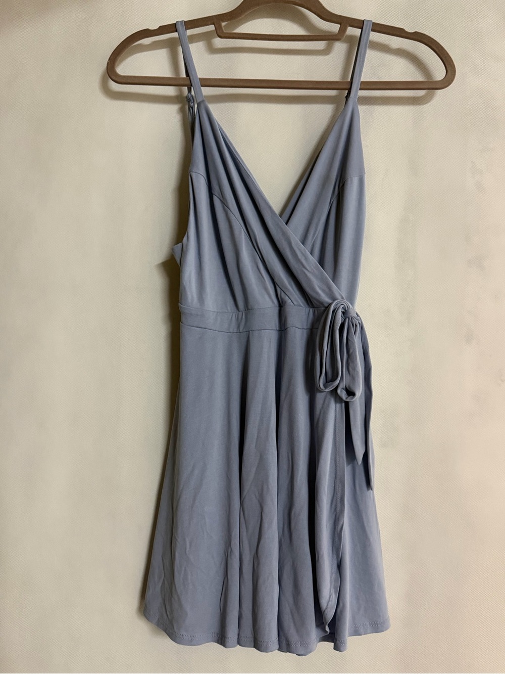 Kimchi Blue Light Blue Wrap Midi Dress with Tie Waist